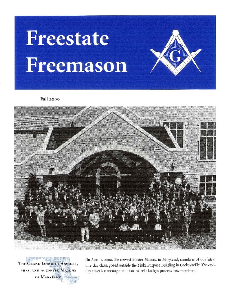 Fall 2000 The Grand Lodge of Maryland